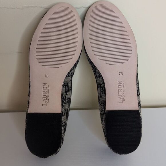 Lauren Ralph Lauren Size 7 Jayna II Ballet Flat Monogram Jacquard, NEW - Picture 7 of 12